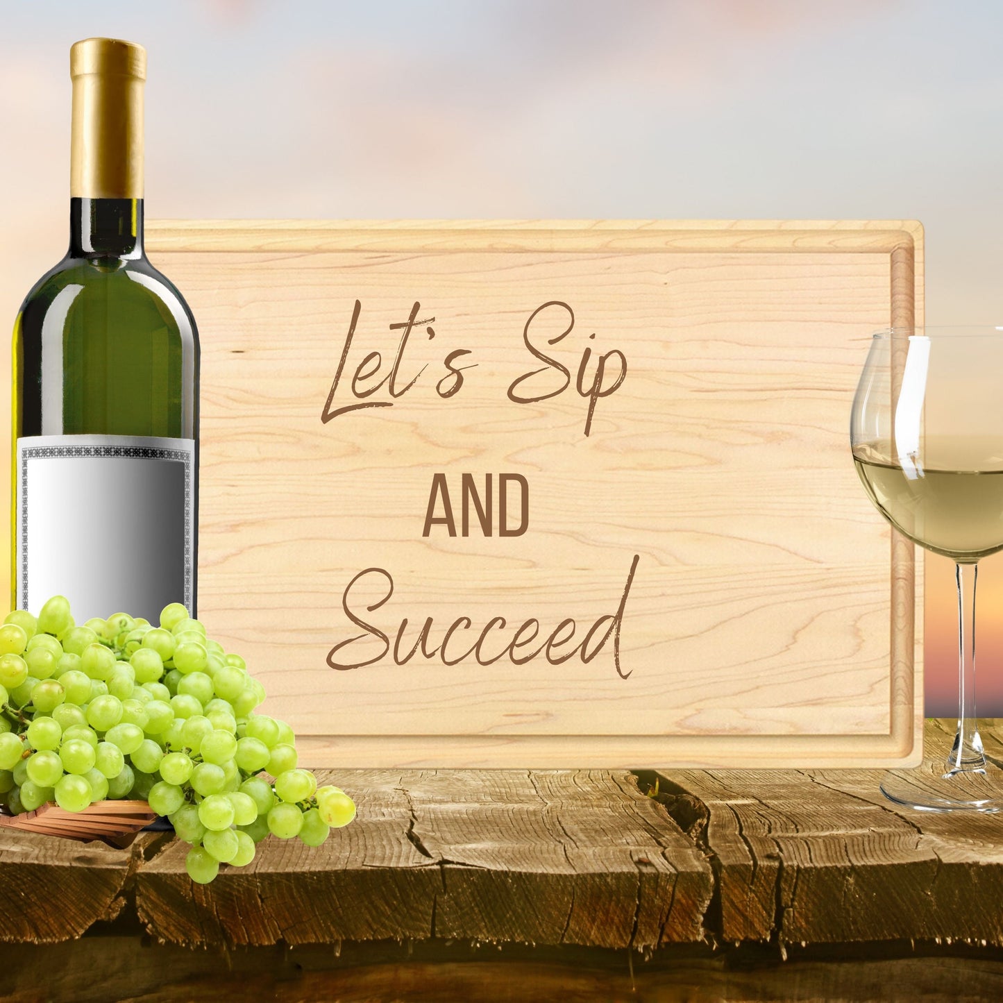Let's Sip & Succeed Cutting Board - Premium Cutting Boards from Hipster Lasers - Just $40! Shop now at Hipster Lasers