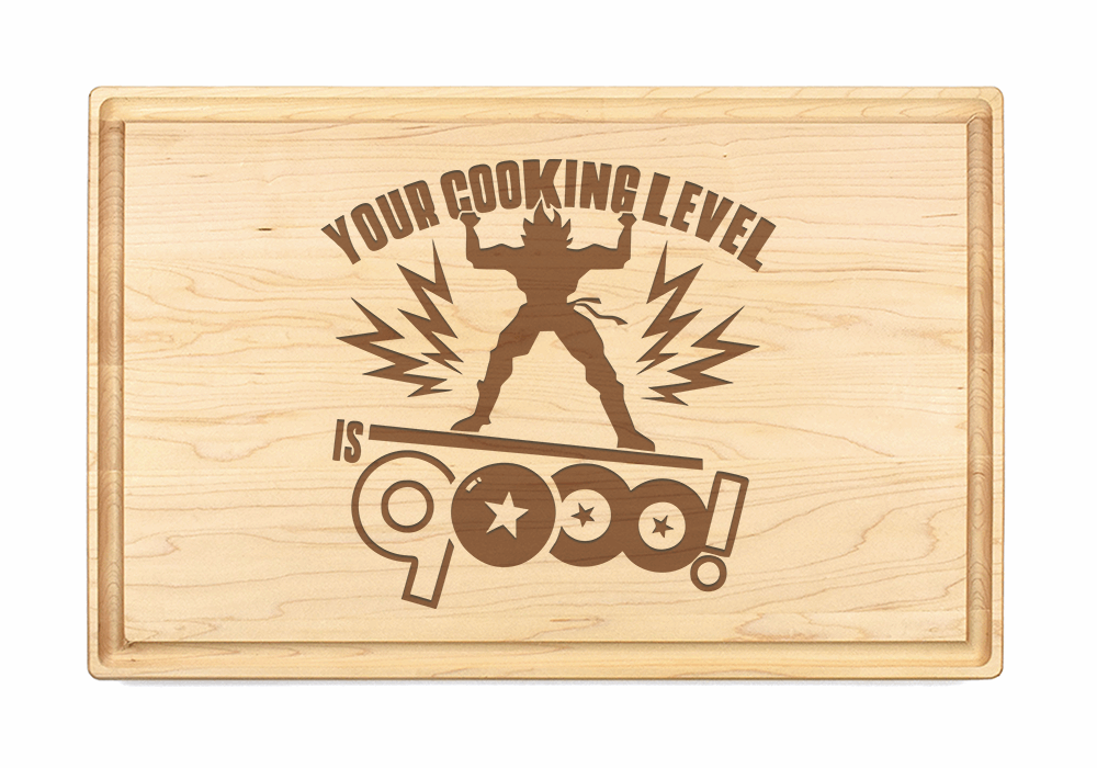 Your Cooking Is Over 9000 Cutting Board! - Premium Cutting Boards from Hipster Lasers - Just $70! Shop now at Hipster Lasers