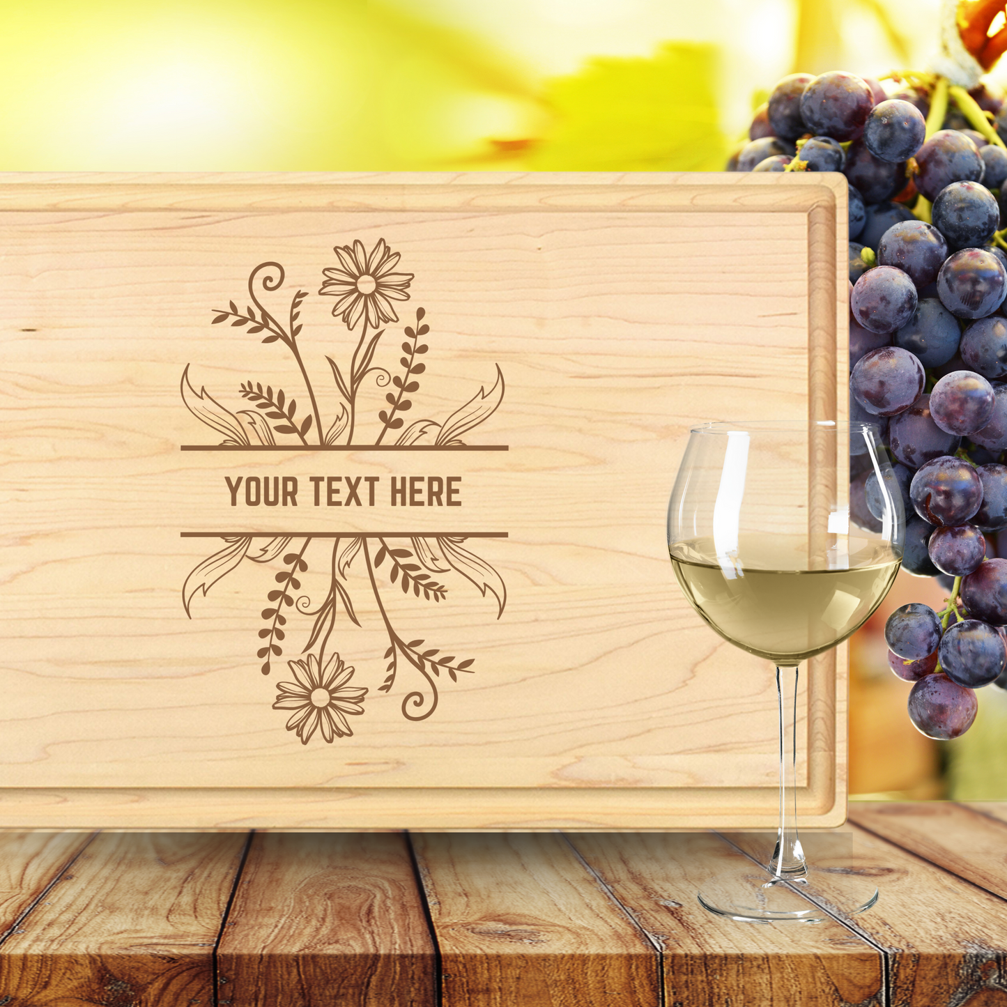 Custom Country Floral Design Cutting Board - Premium Cutting Boards from Hipster Lasers - Just $90! Shop now at Hipster Lasers