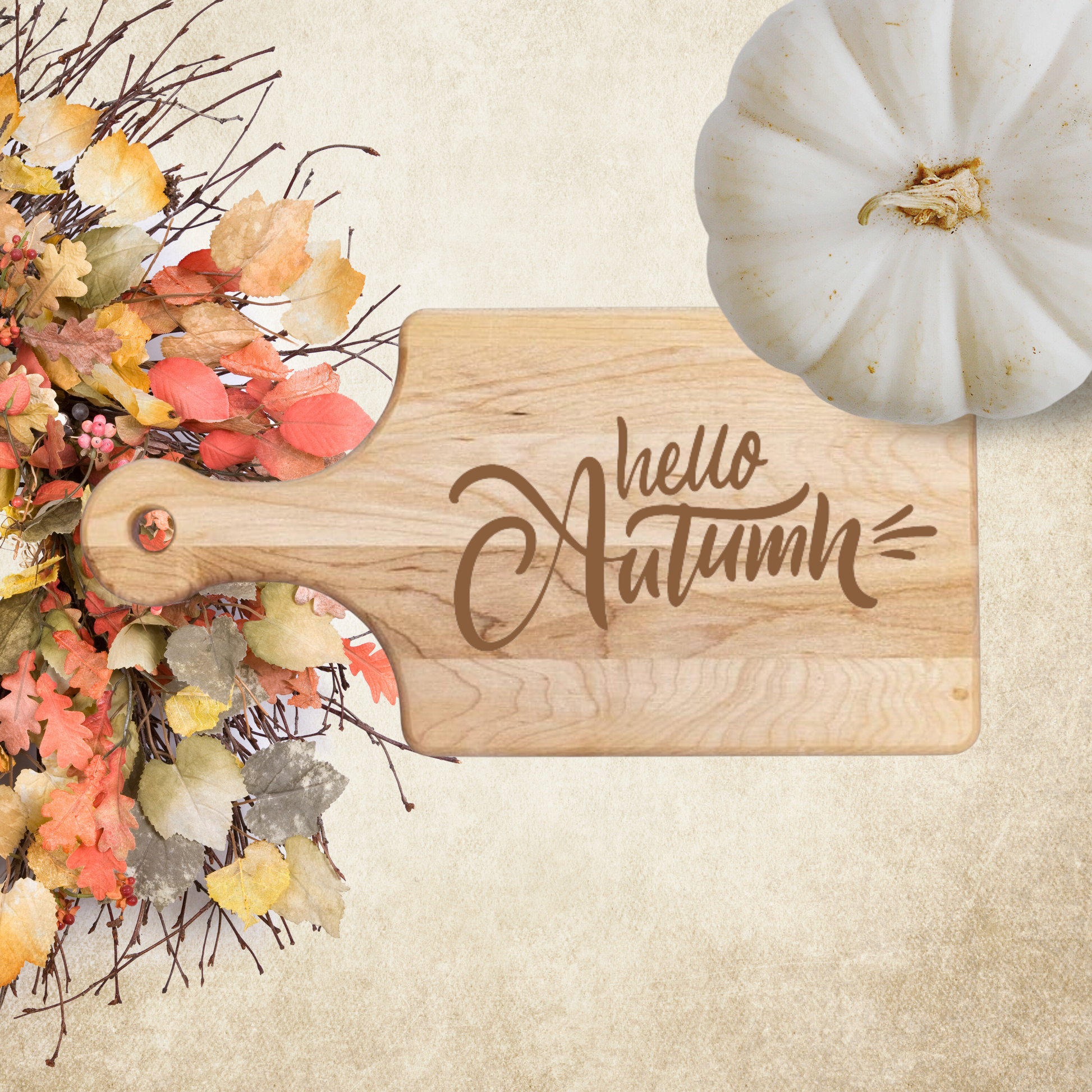 Hello Autumn Cutting Board - Premium Cutting Boards from Hipster Lasers - Just $70! Shop now at Hipster Lasers