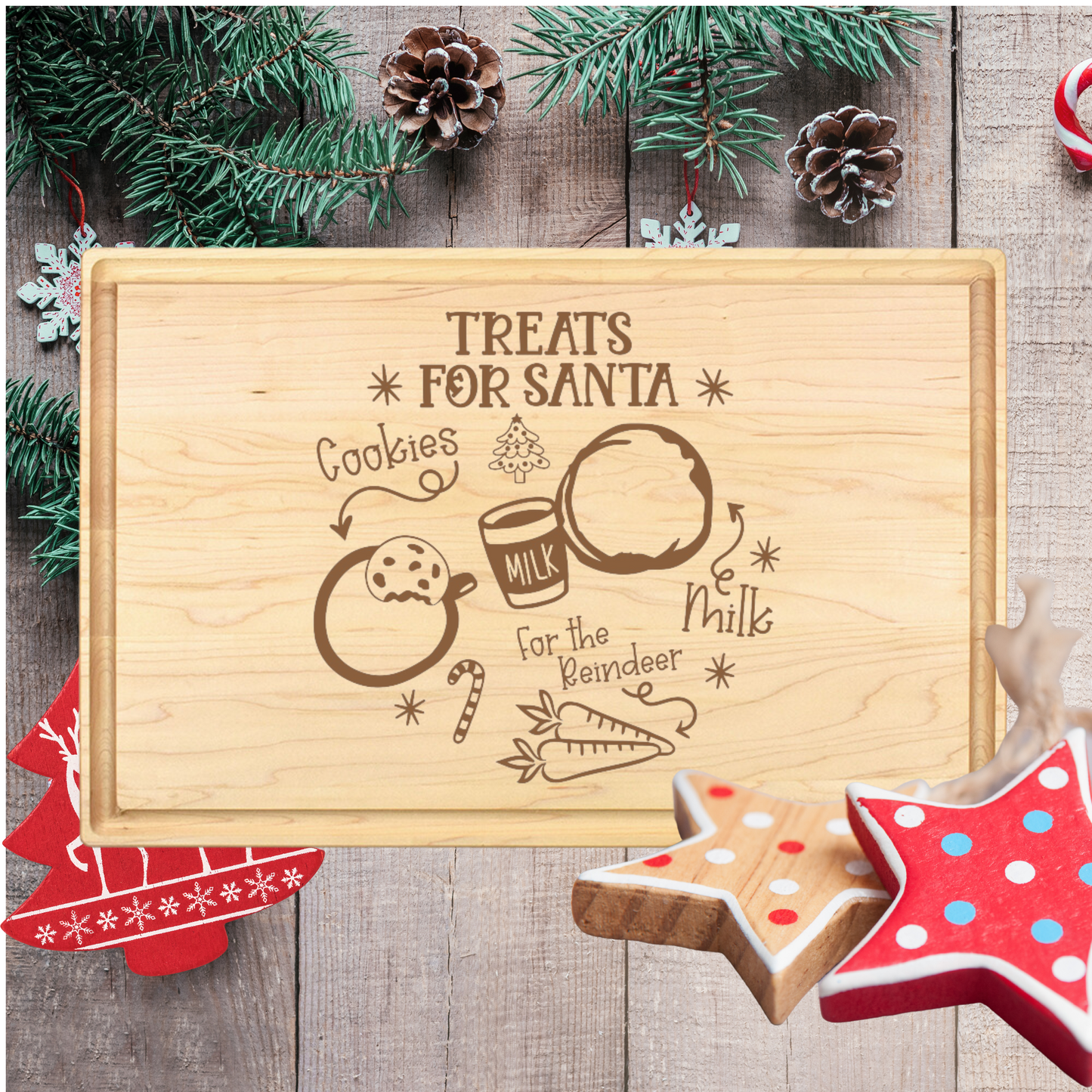 Santa's Snacks Cutting Board - Premium Cutting Boards from Hipster Lasers - Just $40! Shop now at Hipster Lasers