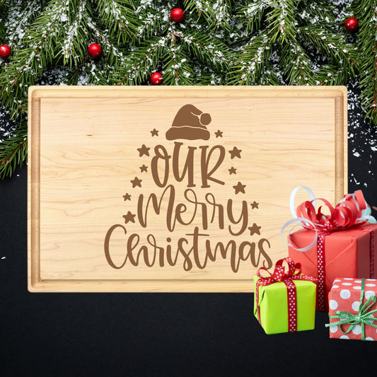 Our Merry Christmas Cutting Board - Premium Cutting Boards from Hipster Lasers - Just $40! Shop now at Hipster Lasers