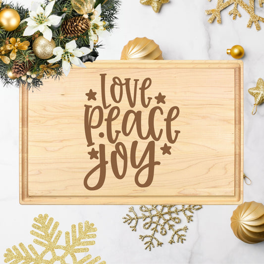 Love Peace & Joy Cutting Board - Premium Cutting Boards from Hipster Lasers - Just $40! Shop now at Hipster Lasers